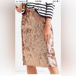 Rose Gold sequin pencil skirt from J Crew